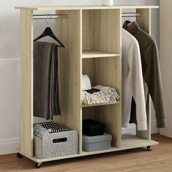 Kledingkast Met Wielen 102X38X110 Cm Bewerkt Hout Sonoma eiken