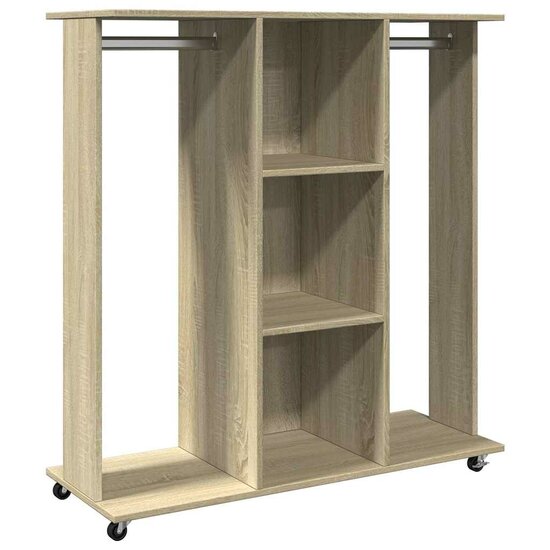 Kledingkast Met Wielen 102X38X110 Cm Bewerkt Hout Sonoma eiken