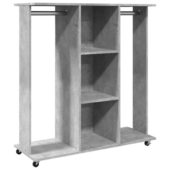Kledingkast Met Wielen 102X38X110 Cm Bewerkt Hout Betongrijs