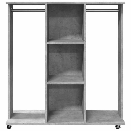 Kledingkast Met Wielen 102X38X110 Cm Bewerkt Hout Betongrijs
