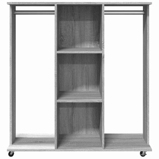 Kledingkast Met Wielen 102X38X110 Cm Hout Eiken Grijs sonoma