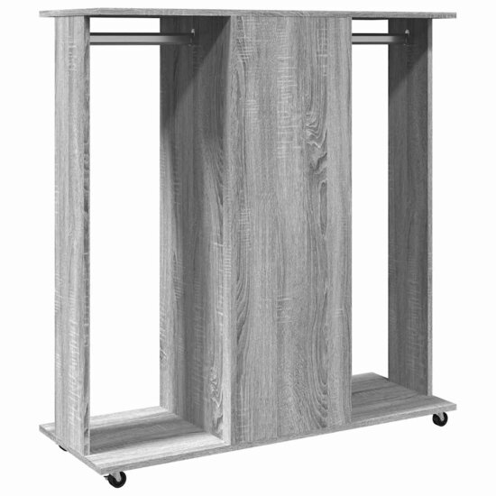 Kledingkast Met Wielen 102X38X110 Cm Hout Eiken Grijs sonoma