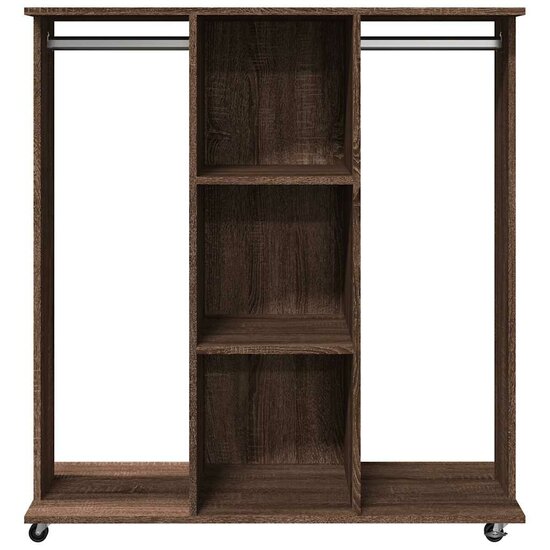 Kledingkast Met Wielen 102X38X110 Cm Bewerkt Hout Bruin Eiken bruin eikenkleur
