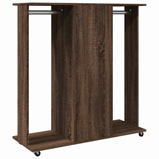 Kledingkast Met Wielen 102X38X110 Cm Bewerkt Hout Bruin Eiken bruin eikenkleur