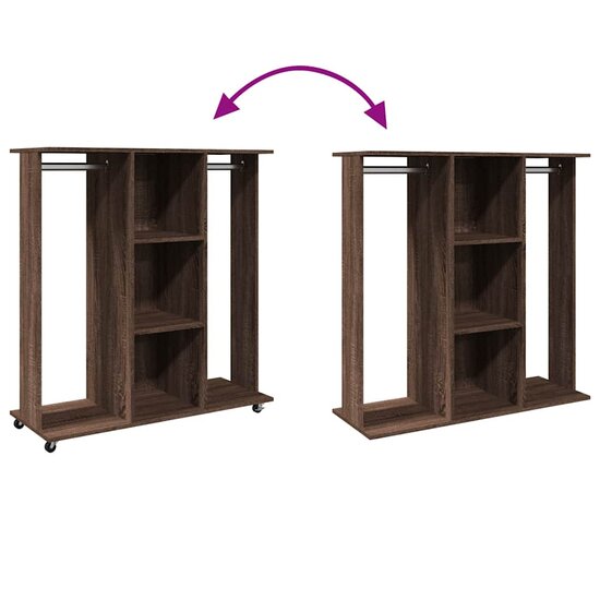 Kledingkast Met Wielen 102X38X110 Cm Bewerkt Hout Bruin Eiken bruin eikenkleur