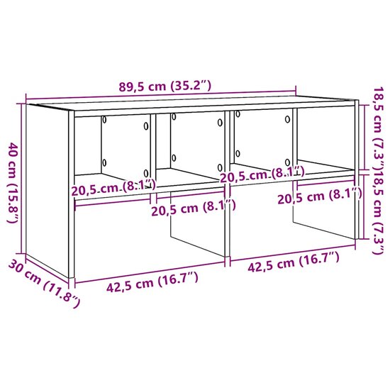 Schoenenrek stapelbaar 89,5x30x40 cm wit