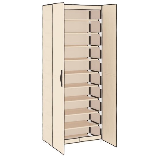 Schoenenkast 60x30x166 cm stof cr&egrave;mekleurig