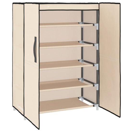 Schoenenkast 60x28x90 cm stof cr&egrave;mekleurig