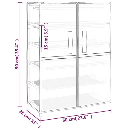 Schoenenkast 60x28x90 cm stof cr&egrave;mekleurig