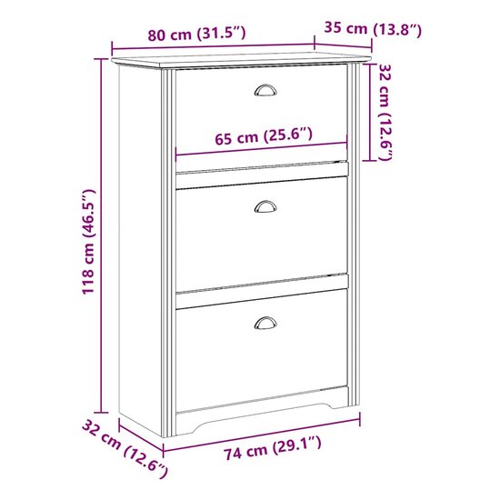 Schoenenrek Bodo 80X35X118 Cm Grijs