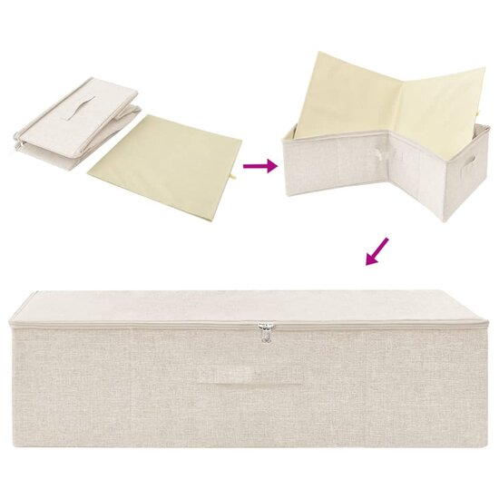 Opbergbox 70x40x18 cm stof cr&egrave;mekleurig