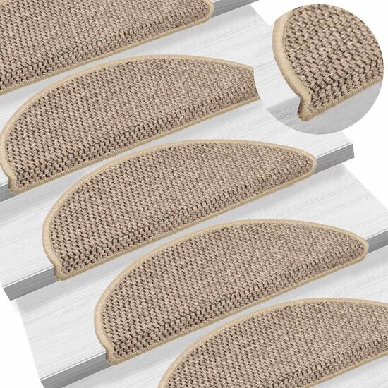 Trapmatten zelfklevend Sisal-Look 30 st 56x17x3 cm donkerbeige