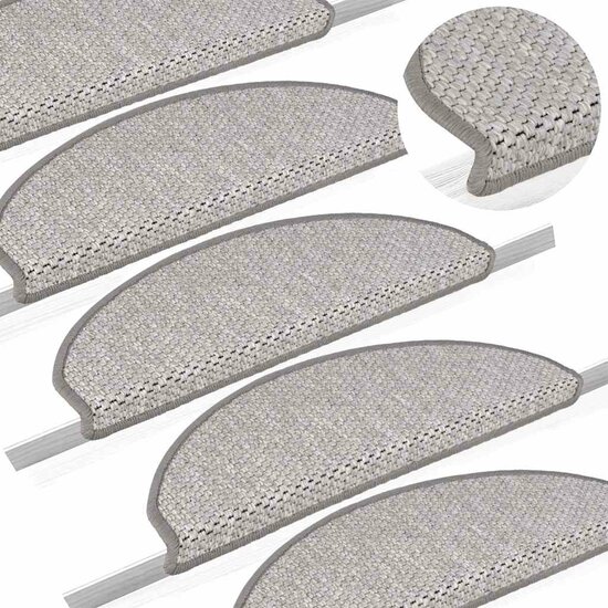 Trapmatten zelfklevend Sisal-Look 30 st 65x21x4 cm Platina