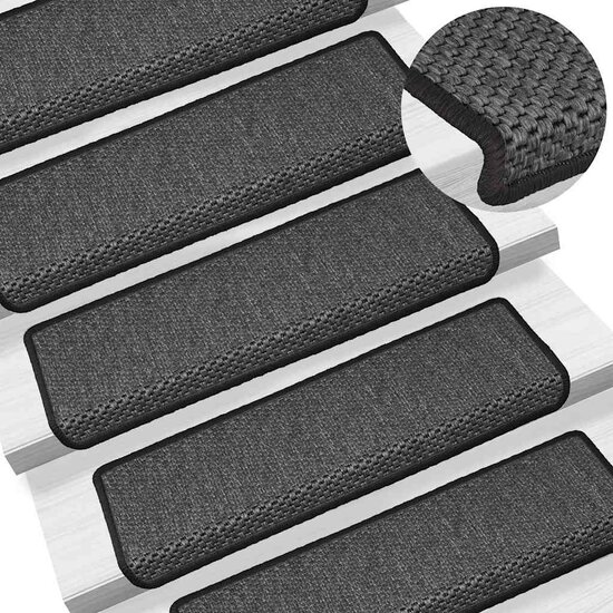 Trapmatten zelfklevend Sisal-Look 30 st 65x21x4 cm antraciet