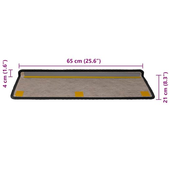 Trapmatten zelfklevend Sisal-Look 30 st 65x21x4 cm antraciet