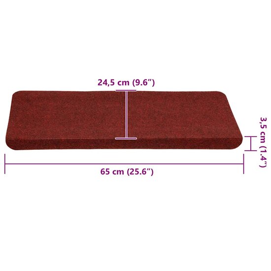 Trapmatten zelfklevend 30 st 65x24,5x3,5 cm rood