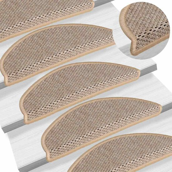 Trapmatten Zelfklevend Sisal-Look 30 56 x 17 x 3 cm Lichtbeige