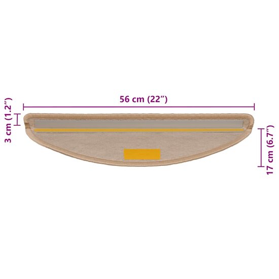 Trapmatten Zelfklevend Sisal-Look 30 56 x 17 x 3 cm Lichtbeige