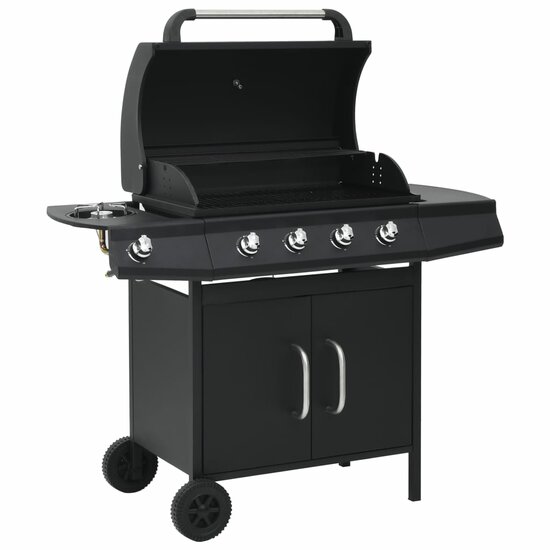 Gasbarbecue 4+1 Kookzone Staal Zwart