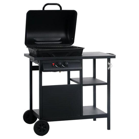Gasbarbecue Met 3-Laags Zijtafel Zwart