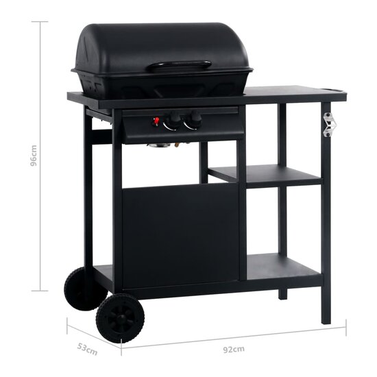 Gasbarbecue Met 3-Laags Zijtafel Zwart