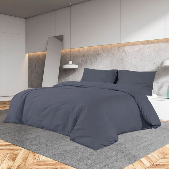 Dekbedovertrekset 200x220 cm katoen antracietkleurig