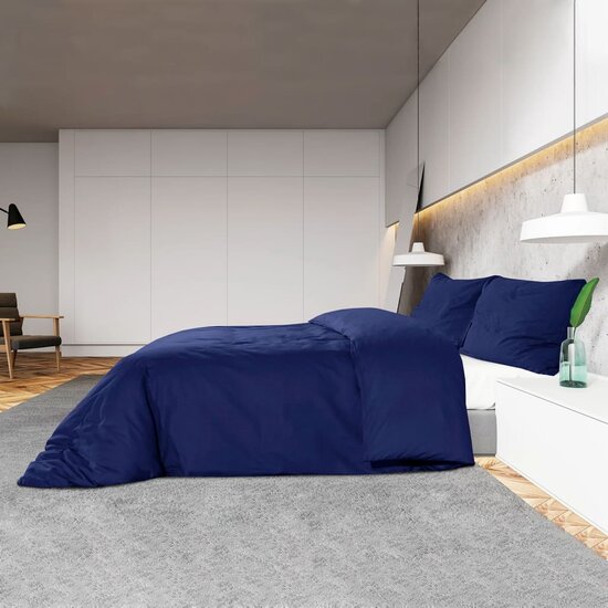 Dekbedovertrekset 155x220 cm katoen marineblauw