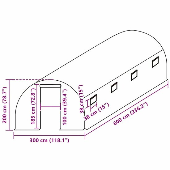 Kashoes vervangend (18 m&sup2;) 300x600x200 cm groen