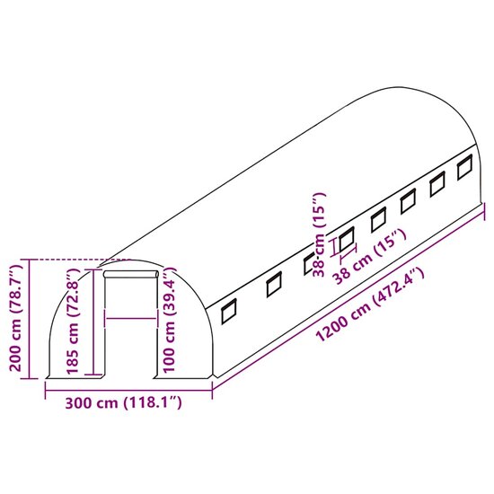 Kashoes vervangend (36 m&sup2;) 300x1200x200 cm groen
