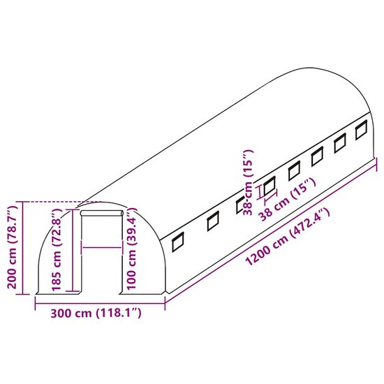 Kashoes Vervangend (36 M&sup2;) 3X12X2 M Transparant 300 x 1200 x 200 m Doorzichtig