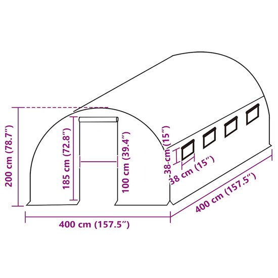 Kashoes vervangend (16 m&sup2;) 400x400x200 cm groen