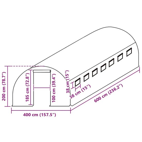 Kashoes vervangend (24 m&sup2;) 400x600x200 cm groen