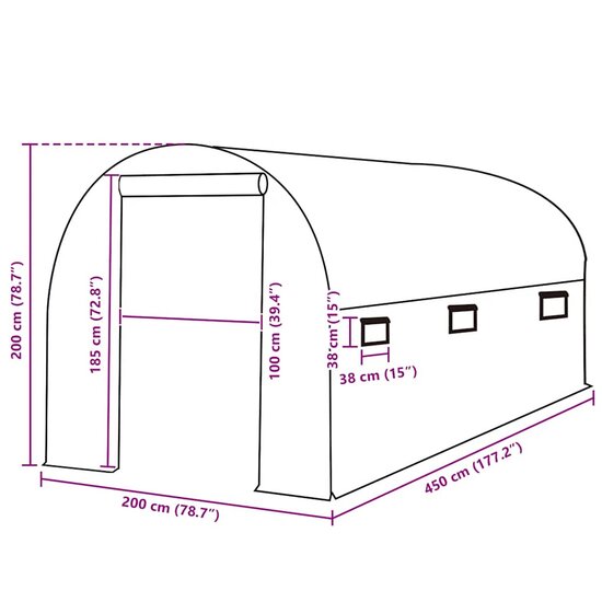 Kashoes Vervangend (9 M&sup2;) 200 x 450 x 200 cm Groen