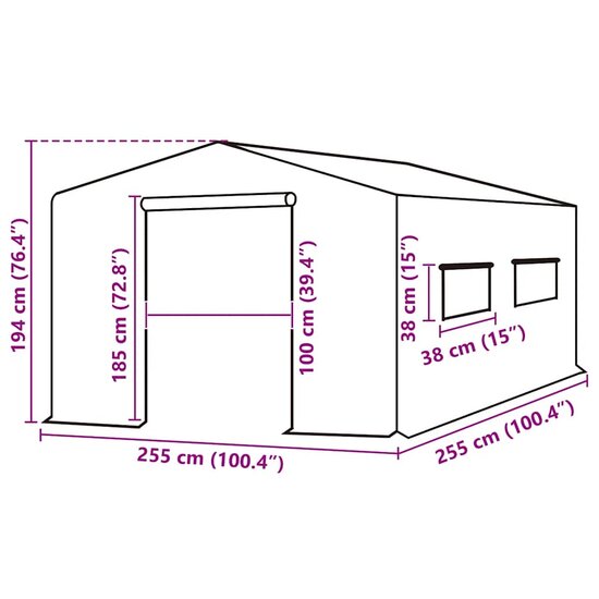 Kashoes vervangend (6,5025 m&sup2;) 255x255x194 cm groen