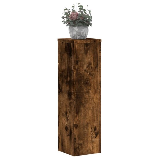 Plantenstandaards 2 st 17x17x60 cm bewerkt hout gerookt eiken