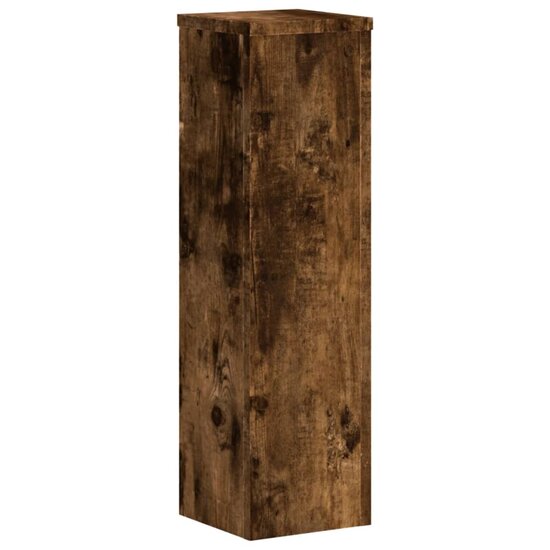 Plantenstandaards 2 st 17x17x60 cm bewerkt hout gerookt eiken
