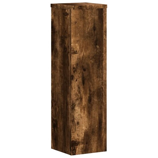 Plantenstandaards 2 st 17x17x60 cm bewerkt hout gerookt eiken