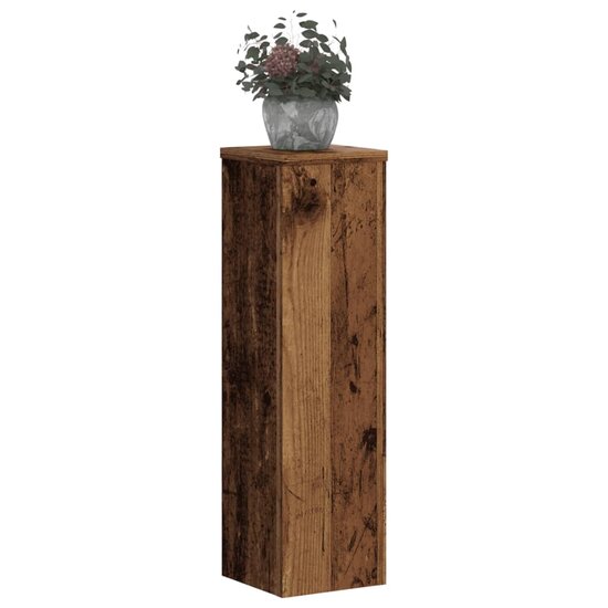 Plantenstandaards 2 st 17x17x60 cm bewerkt hout oud houtkleurig