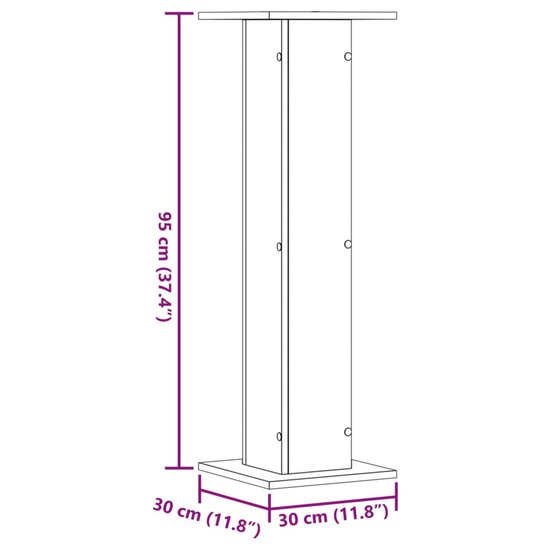 Plantenstandaards 2 St Bewerkt Hout 30 x 30 x 95 cm Wit