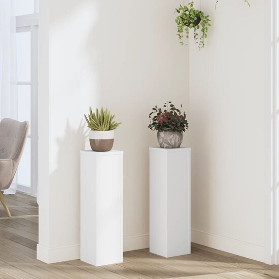 Plantenstandaards Bewerkt Hout 17 x 17 x 60 cm Wit