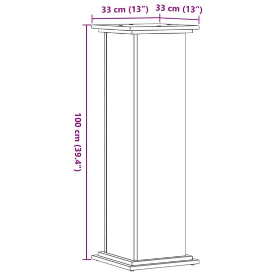 Plantenstandaard Bewerkt Hout Ig 33 x 33 x 100 cm bruin eikenkleur