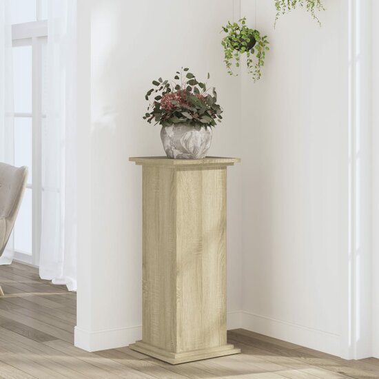 Plantenstandaard Bewerkt Hout Kleurig 33 x 33 x 80 cm Sonoma eiken