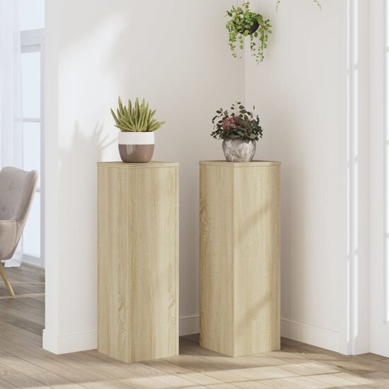 Plantenstandaards Bewerkt Hout 25 x 25 x 80 cm Sonoma eiken