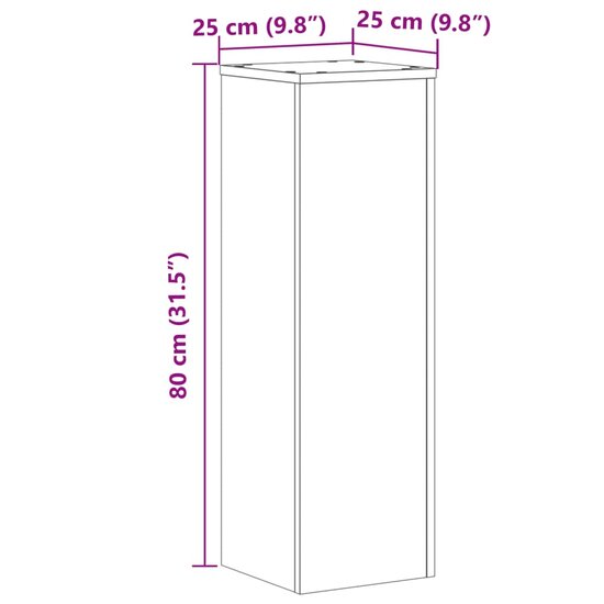 Plantenstandaards Bewerkt Hout 25 x 25 x 80 cm Sonoma eiken