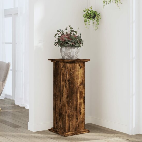 Plantenstandaard Bewerkt Hout Kleurig 33 x 33 x 80 cm Gerookt eiken