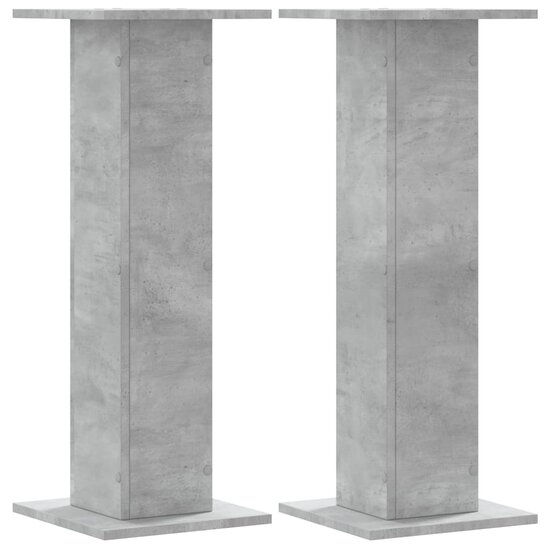 Plantenstandaards 2 St Bewerkt Hout 30 x 30 x 80 cm Betongrijs