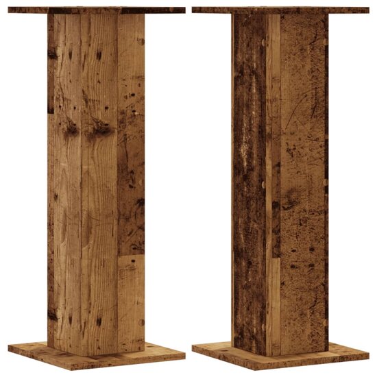 Plantenstandaards 2 St Bewerkt Hout Kleurig 30 x 30 x 80 cm Oud hout