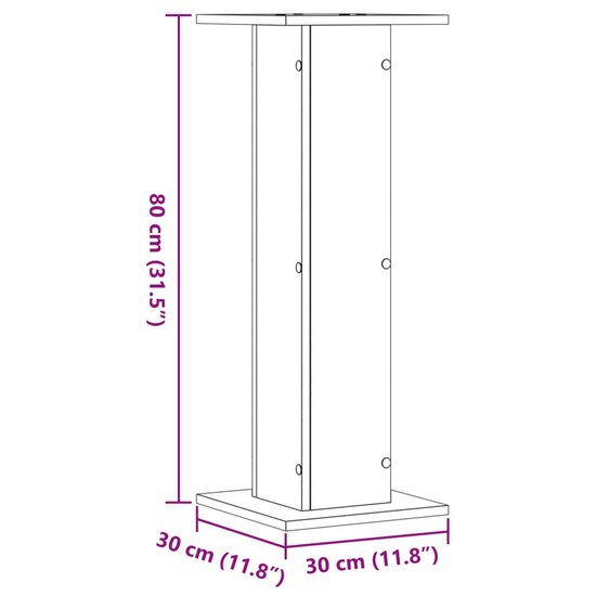 Plantenstandaards 2 St Bewerkt Hout Kleurig 30 x 30 x 80 cm Oud hout