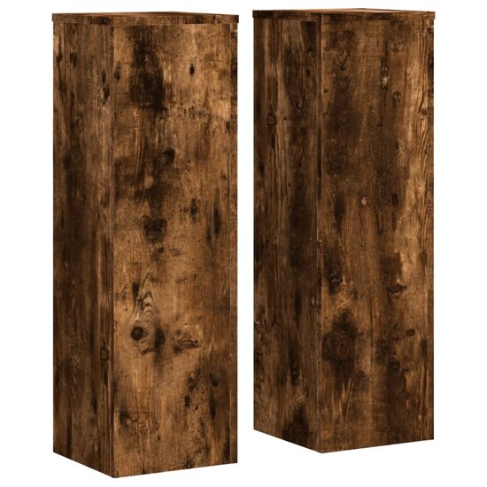 Plantenstandaards Bewerkt Hout 25 x 25 x 80 cm Gerookt eiken