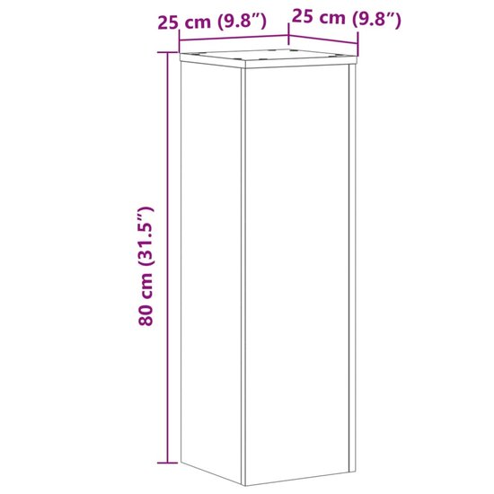 Plantenstandaards Bewerkt Hout 25 x 25 x 80 cm Gerookt eiken
